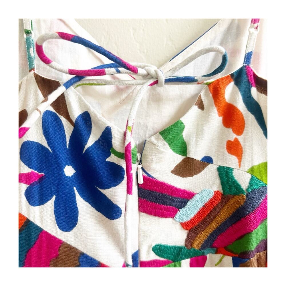 Vanessa Virginia Anthropologie Folk Art Dress Embroidered Floral Animals Size 0 - Picture 10 of 16
